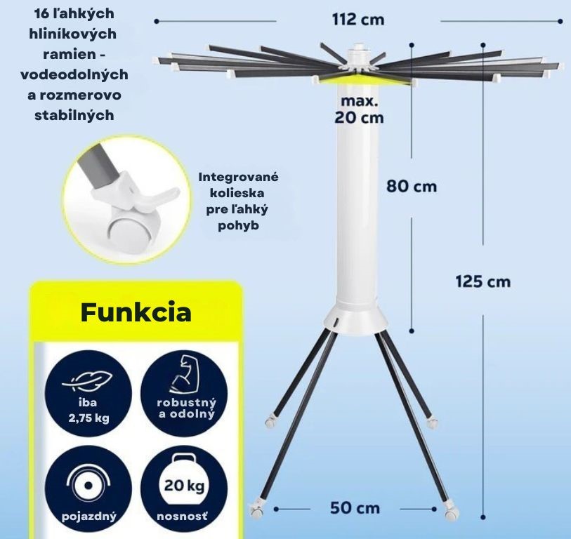 Easymaxx Vejárový sušiak na bielizeň s 16 ramenami Octopus 19146 (8)